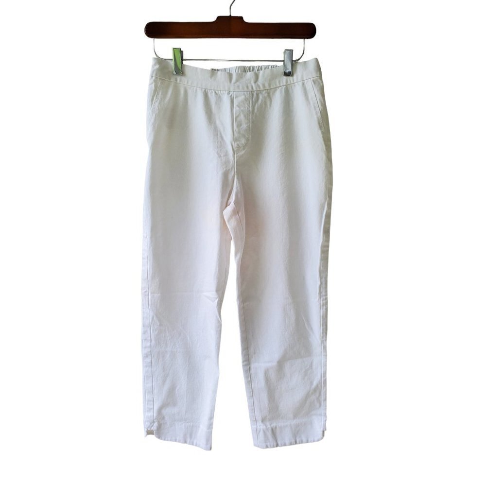 Isaac Mizrahi Live Pull On Cropped White Chinos Size 6